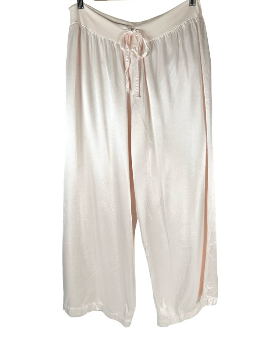 PJ Harlow Jolie Capri Blush Pink Satin Wide Leg Lounge Pajama Pants Size Large